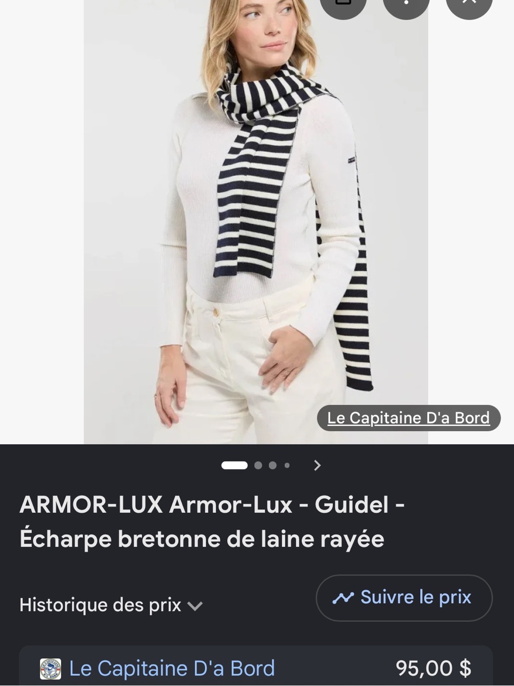 Armor Lux Navy & White Striped Breton Scarf